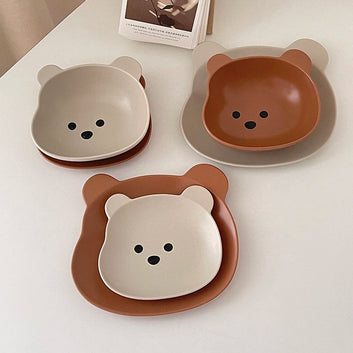 Kawaii Bear Ceramic Bowl & Plate