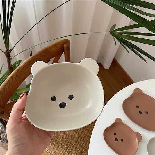 Kawaii Bear Ceramic Bowl & Plate