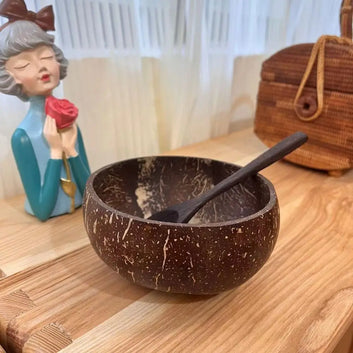 Natural Coconut Shell Bowls with Spoon